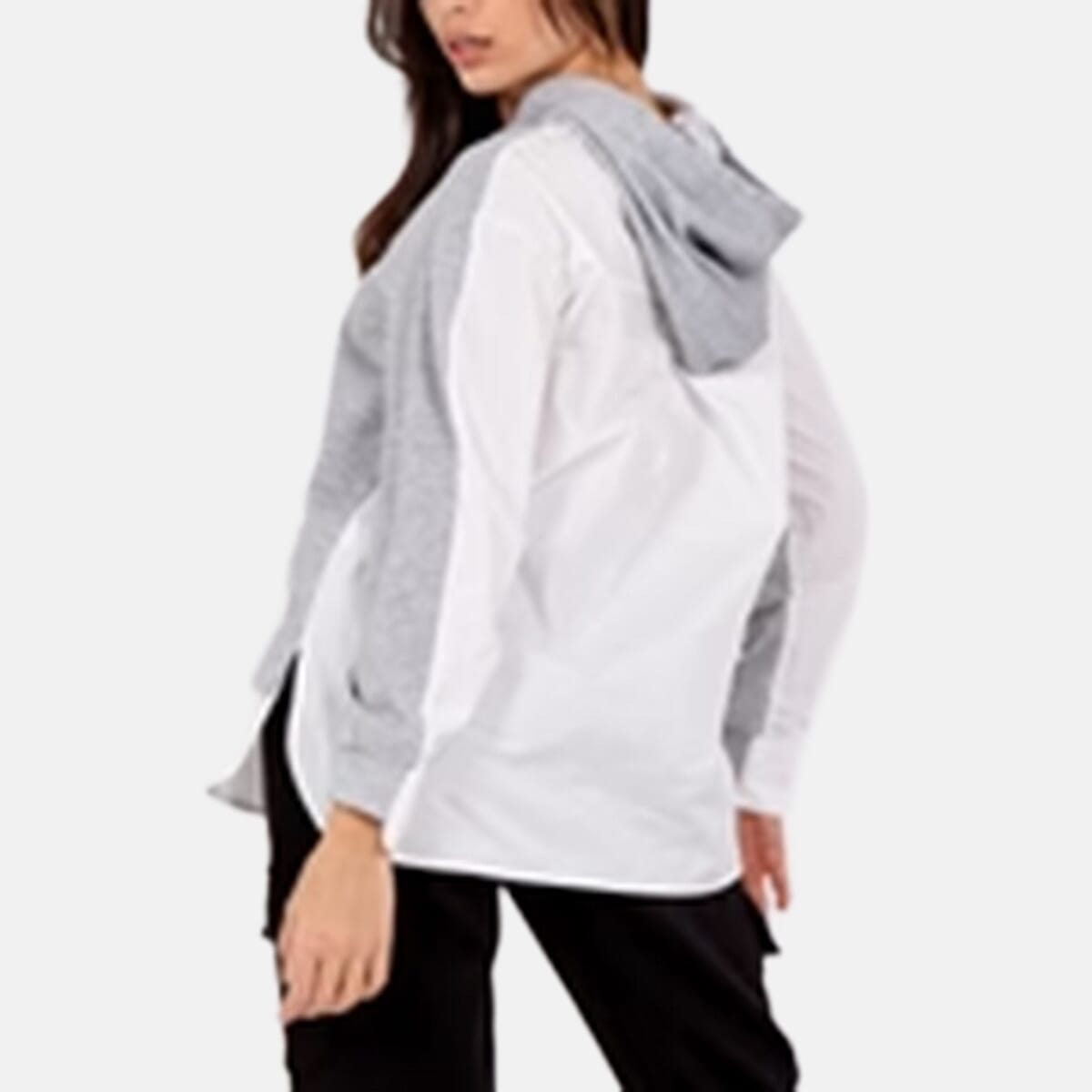 QED London Pullover Sweatshirt Hoodie With Shirt (Size S, 8 to 10) - Grey V32702179 1