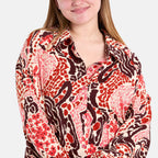 Nova of London - Floral Print Longline Shirt Dress (One Size) - Red