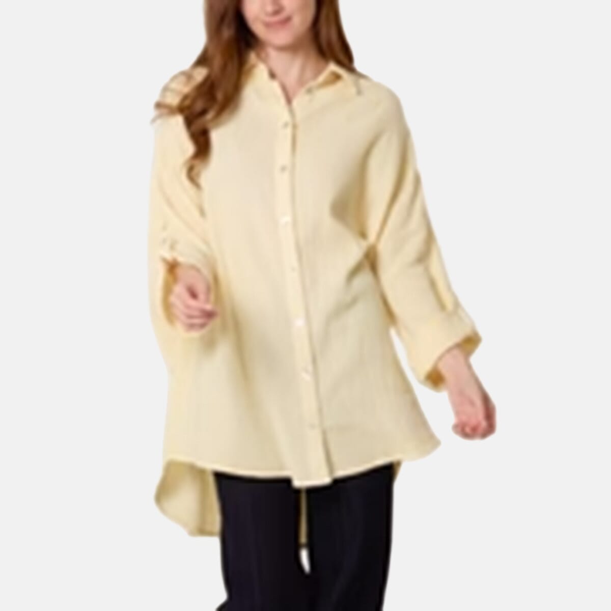 QED Crinkle Loose Fitting Oversized Shirt (Size 10-22) - Lemon V32610300 0