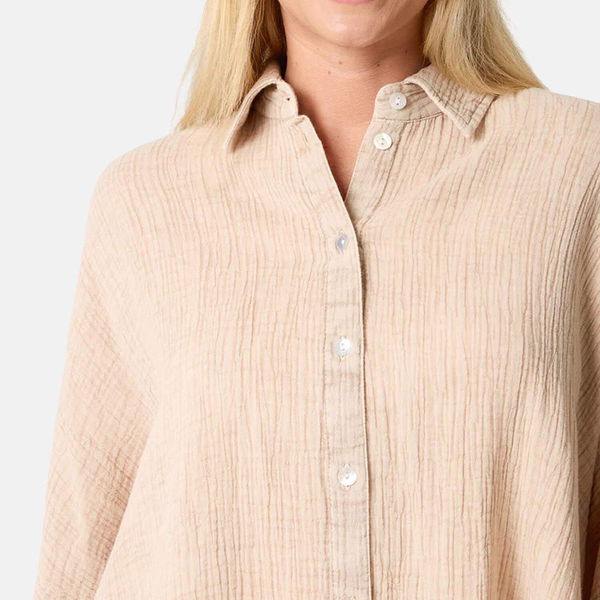QED Crinkle Loose Fitting Oversized Shirt (Size 10-22) - Stone 8578994 3
