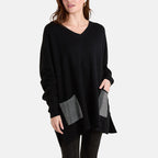 Paramour London V-Neck Embellished Pocket Jumper (Size 10-22) - Black