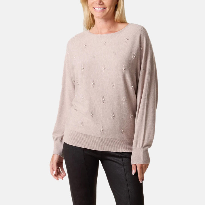 QED Pearl Floral Embellishment Jumper (Size L-XL) - Mocha 8275281 2