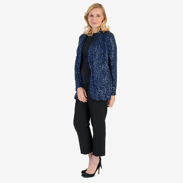 QED Sequin Waterfall Blazer (Size L, 16-18) - Navy 8132482 2