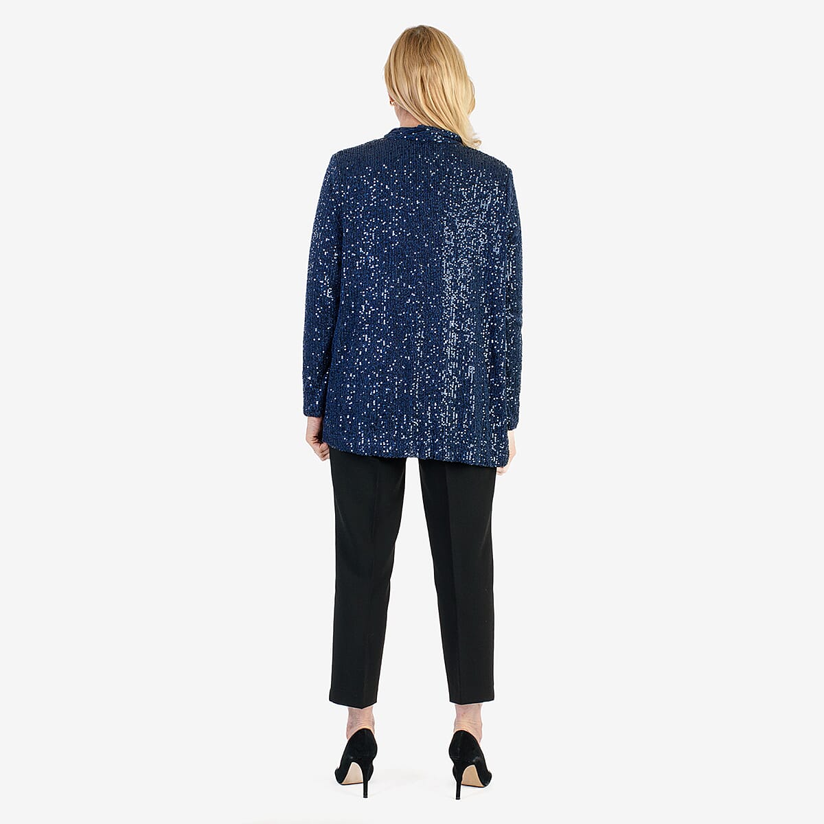 QED Sequin Waterfall Blazer (Size L, 16-18) - Navy 8132482 2