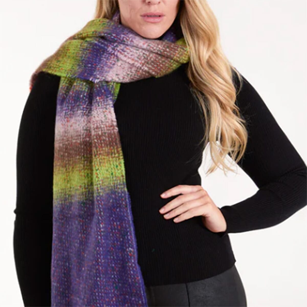 QED Stripe Fluffy Scarf (190 x 50 Cm) - Multicolour V32566095 0