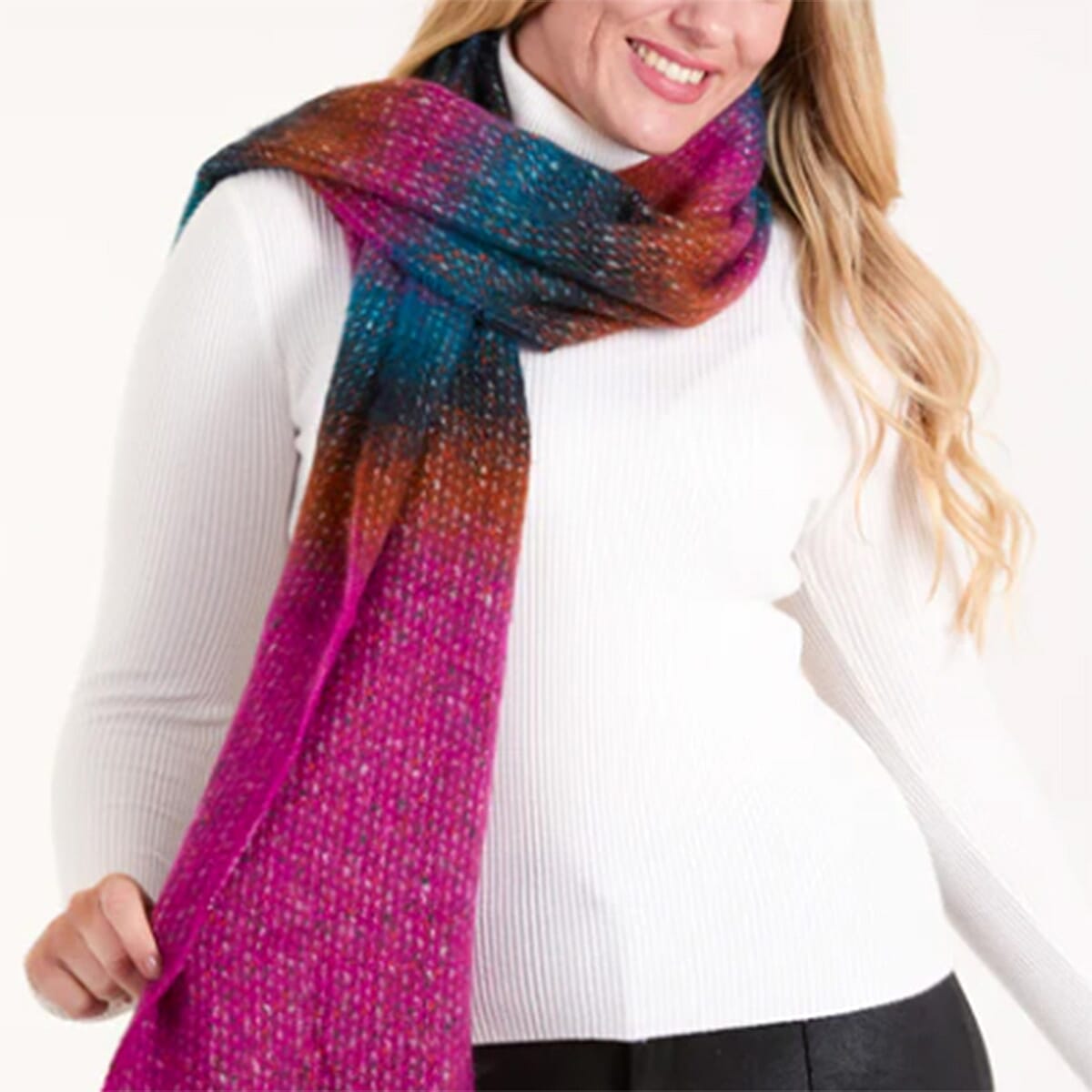 QED Stripe Fluffy Scarf (190 x 50 Cm) - Purple V32605695 0