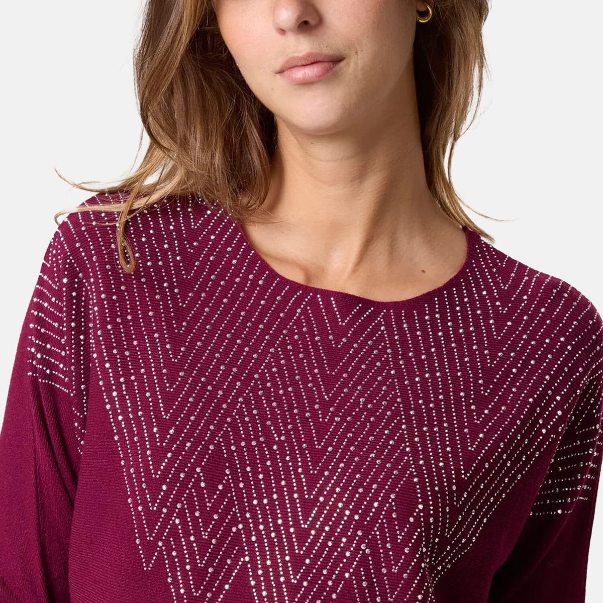 QED Zig Zag Embellished Jumper (One Size, M/L) - Plum V32516514 3