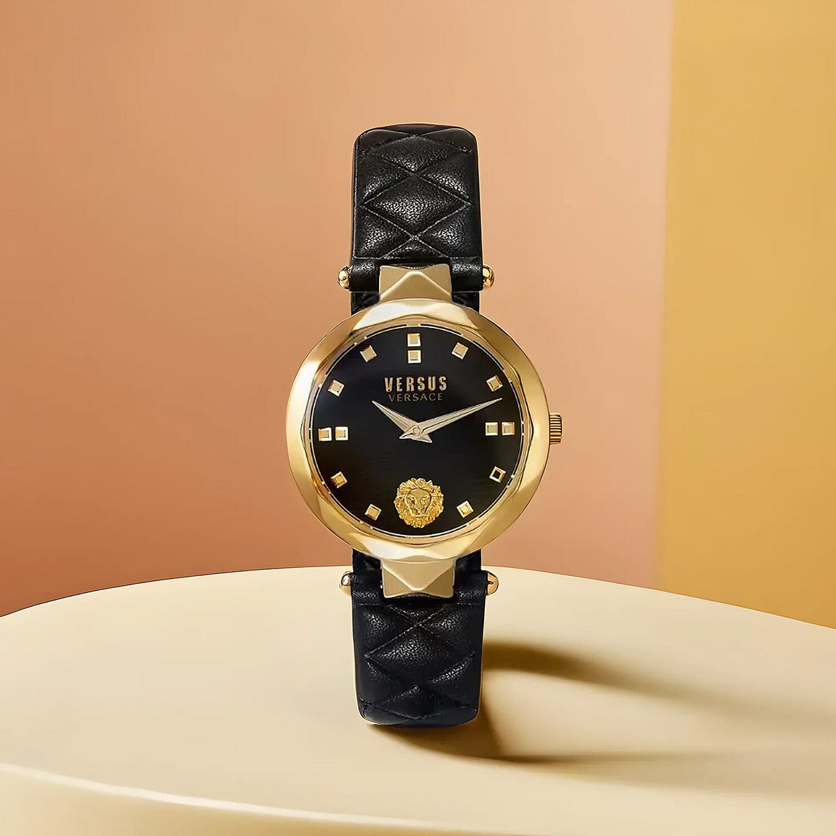 Versace Versus Convent Garden Peti Quartz Movement Black Dial 3ATM Water Resistant Analog Watch With Black Leather Strap 7707911 1