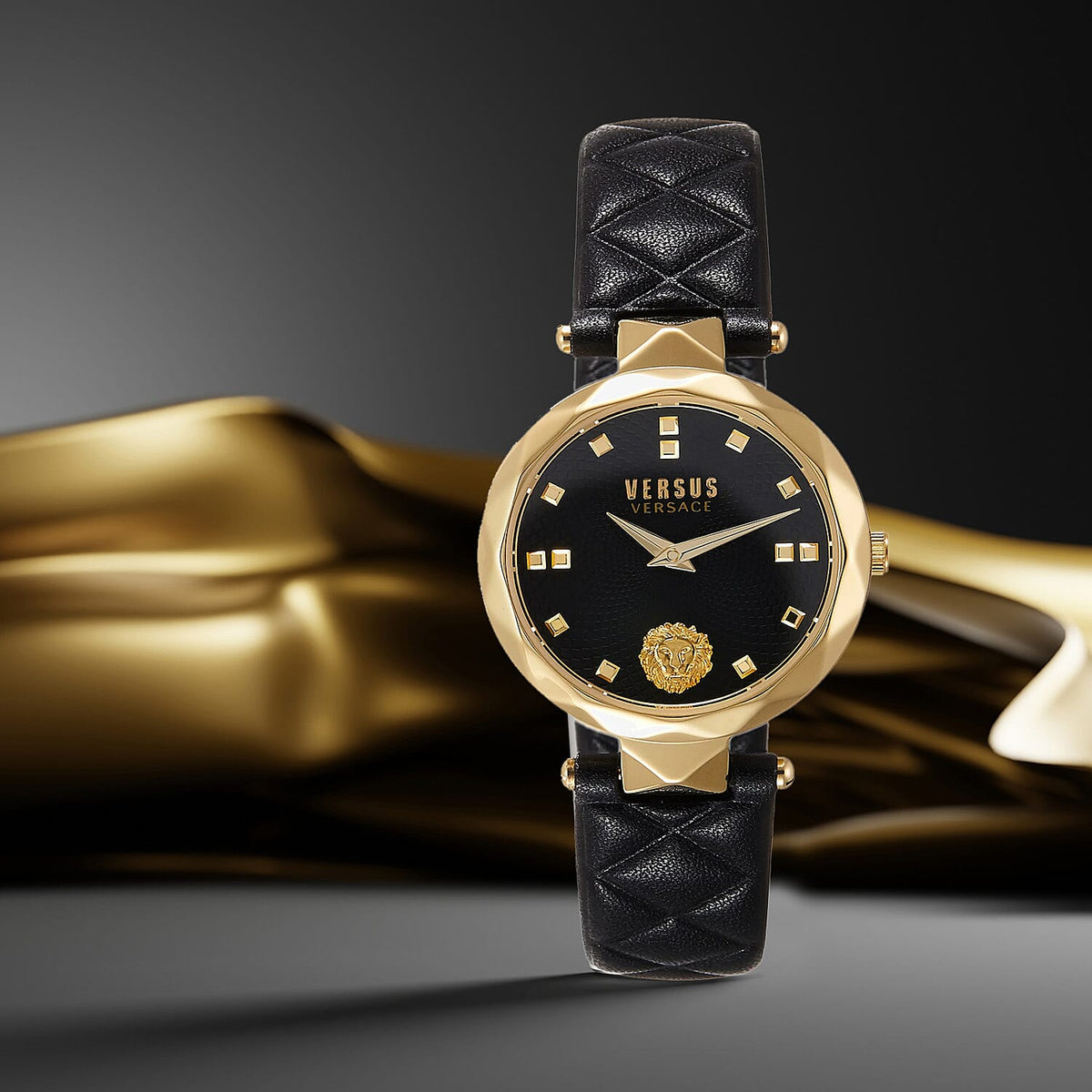 Versace Versus Convent Garden Peti Quartz Movement Black Dial 3ATM Water Resistant Analog Watch With Black Leather Strap 7707911 2