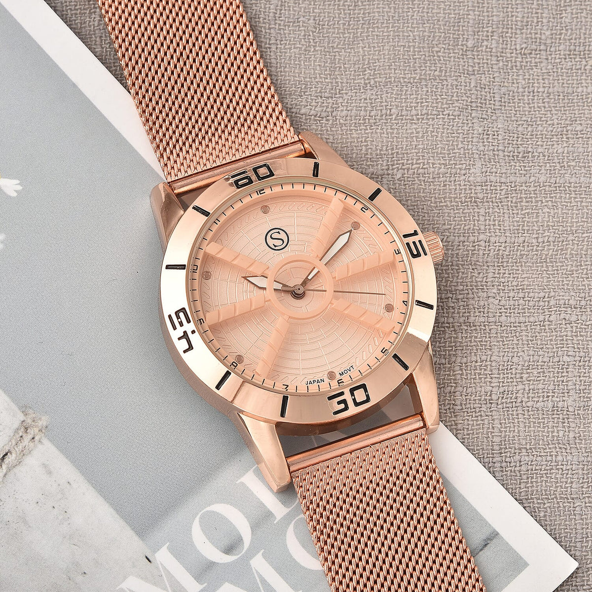 Queens Platinum Jubilee Edition- STRADA Japanese Movement Water Resistant Watch with Stainless Steel Mesh Band - Rose Gold 7145271 2