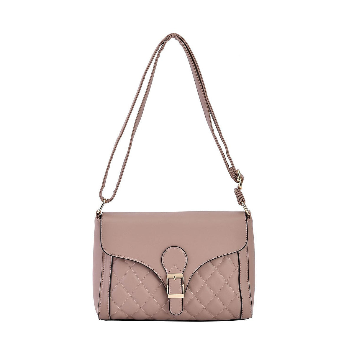 Quilted Diamond Pattern Crossbody Bag - Pink 7162546 0