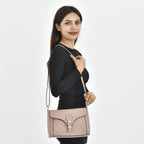 Quilted Diamond Pattern Crossbody Bag - Pink