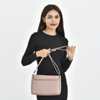 Quilted Diamond Pattern Crossbody Bag - Pink