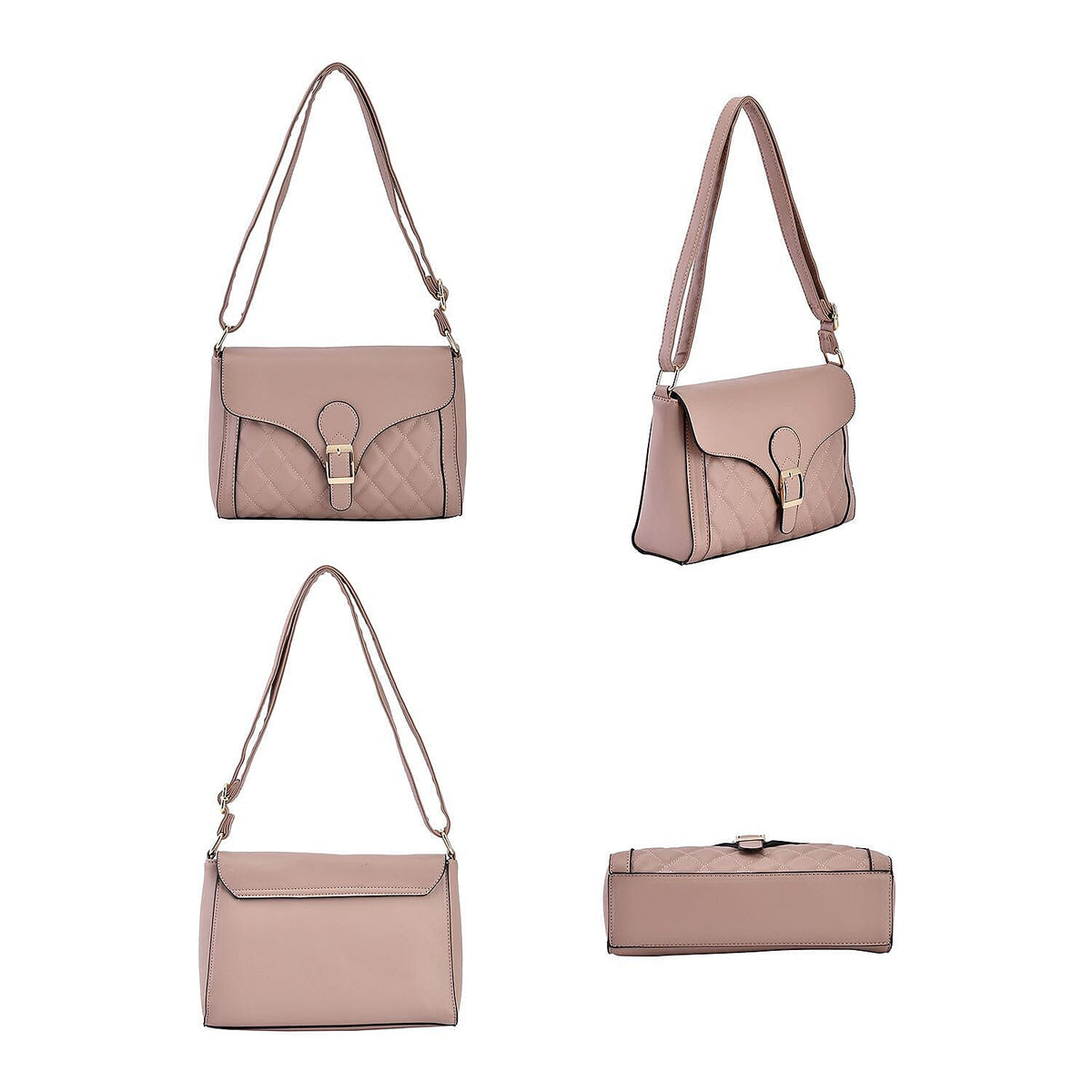 Quilted Diamond Pattern Crossbody Bag - Pink 7162546 4