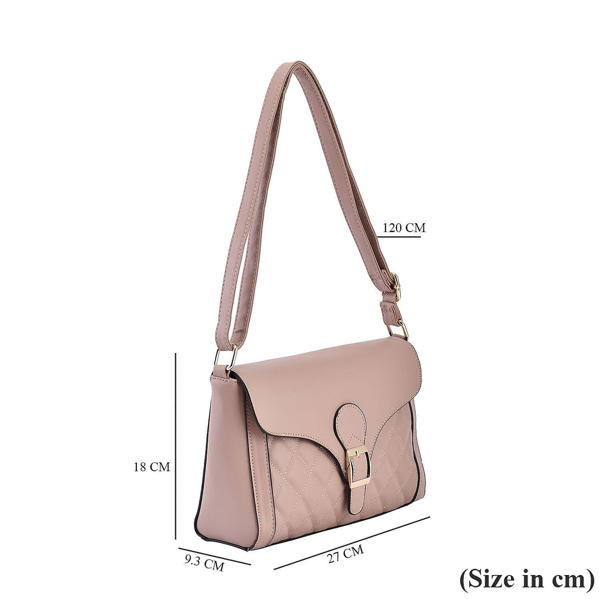 Quilted Diamond Pattern Crossbody Bag - Pink 7162546 7