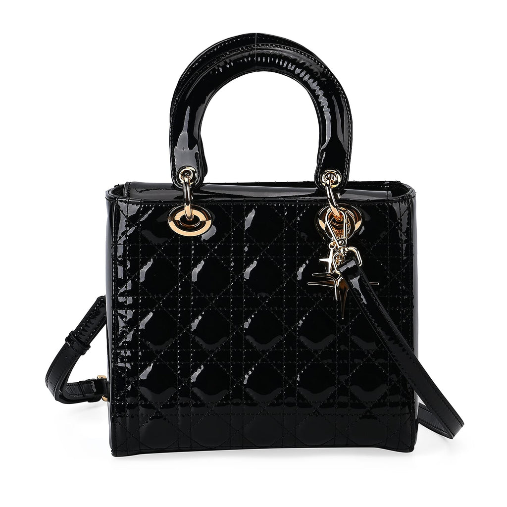 Milan Boutique Closeout - Sumptuous 100% Genuine Leather Quilted Crossbody Bag - Black