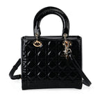 Milan Boutique Closeout - Sumptuous 100% Genuine Leather Quilted Crossbody Bag - Black