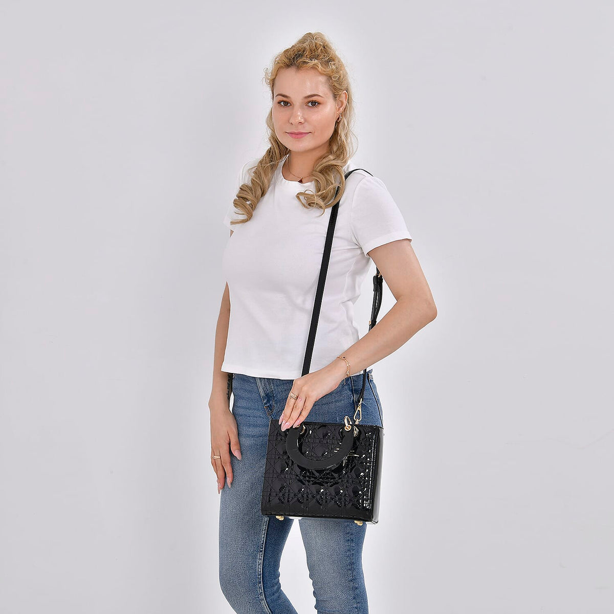 Quilted Lattice Pattern Genuine Leather Crossbody Bag 7890728 3
