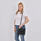 Milan Boutique Closeout - Sumptuous 100% Genuine Leather Quilted Crossbody Bag - Black