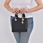 Milan Boutique Closeout - Sumptuous 100% Genuine Leather Quilted Crossbody Bag - Black