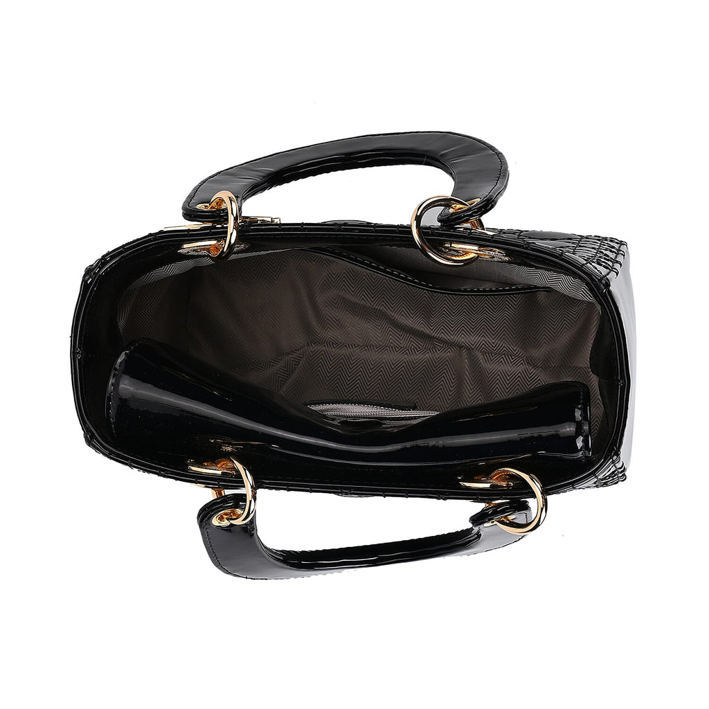 Milan Boutique Closeout - Sumptuous 100% Genuine Leather Quilted Crossbody Bag - Black
