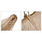 Quilted Pattern Tote Bag with Hand Drop (Size 56x30x16 Cm) - Beige