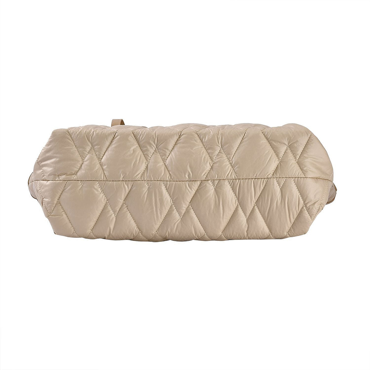 Quilted Pattern Tote Bag with Hand Drop - Beige 7164194 4