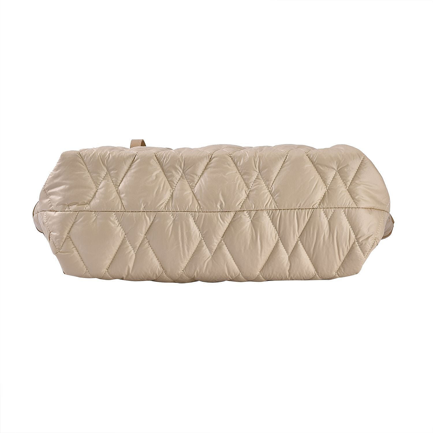 Quilted Pattern Tote Bag with Hand Drop - Beige 7164194 4