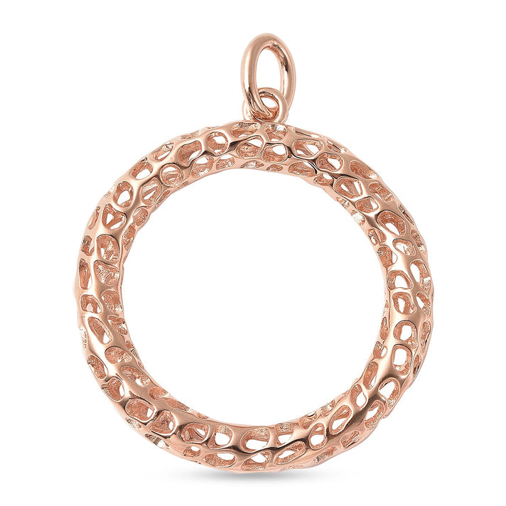 RACHEL GALLEY -18K Vermeil Rose Gold Overlay Sterling Silver Lattice Circle Of Life Pendant, Silver Wt. 5.48 Gms 3448725 1