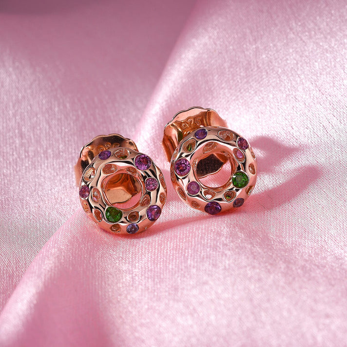 RACHEL GALLEY 0.860 Ct. Rhodolite Garnet, Chrome Diopside and Multi Gemstone EarringsÂ in Rose Gold Plated Sterling Silver 3860735 2
