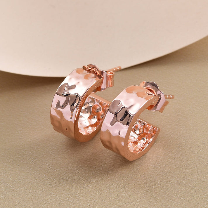 RACHEL GALLEY 18K Vermeil Rose Gold Overlay Sterling Silver J Hoop Earrings (With Push Back) 3889945 2
