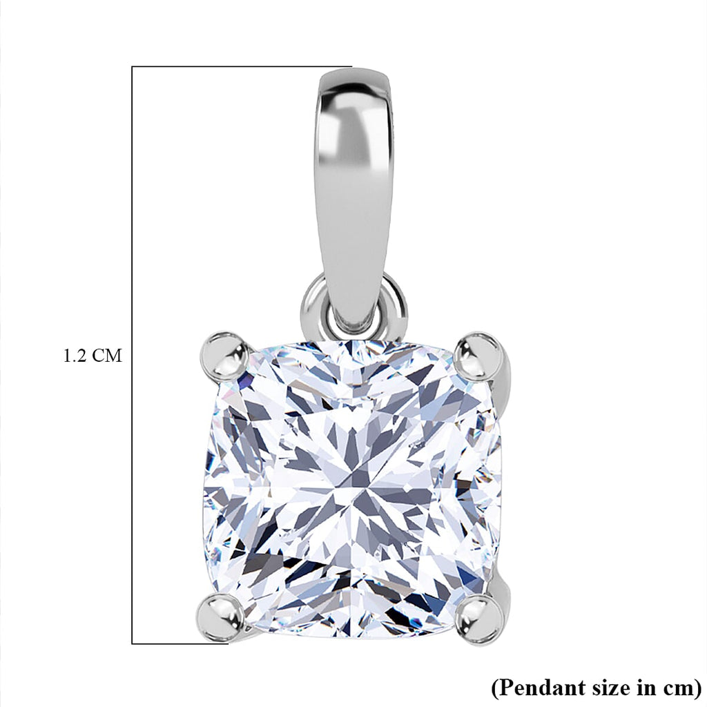 RACHEL GALLEY 950 Platinum VS-EF Lab Grown Diamond Cushion Cut Solitaire Pendant 1.02 Ct.