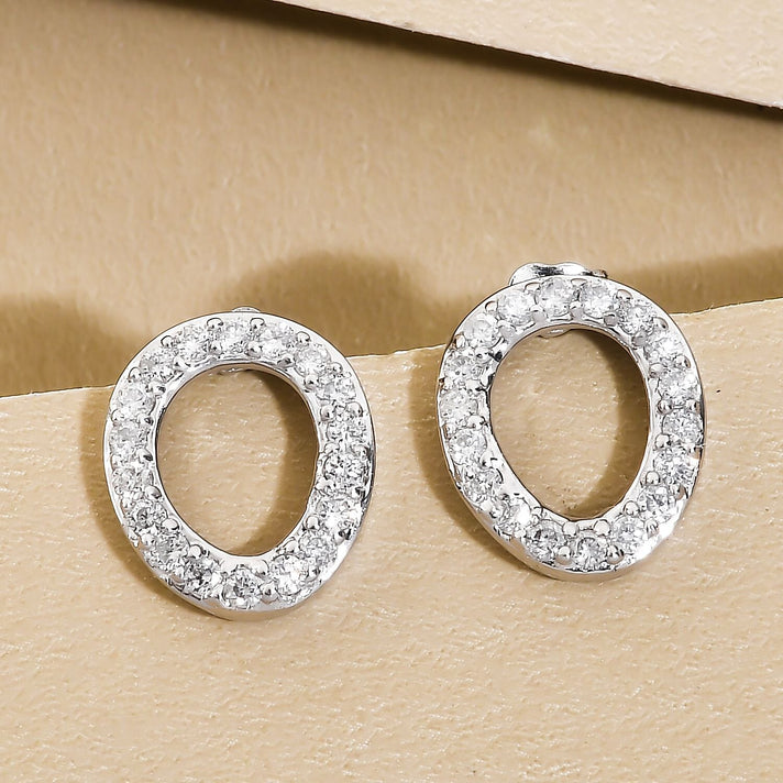 RACHEL GALLEY 9K White Gold SGL Certified Diamond (I1/G-H) Stud Earrings (With Push Back) 0.30 Ct. 7073577 2