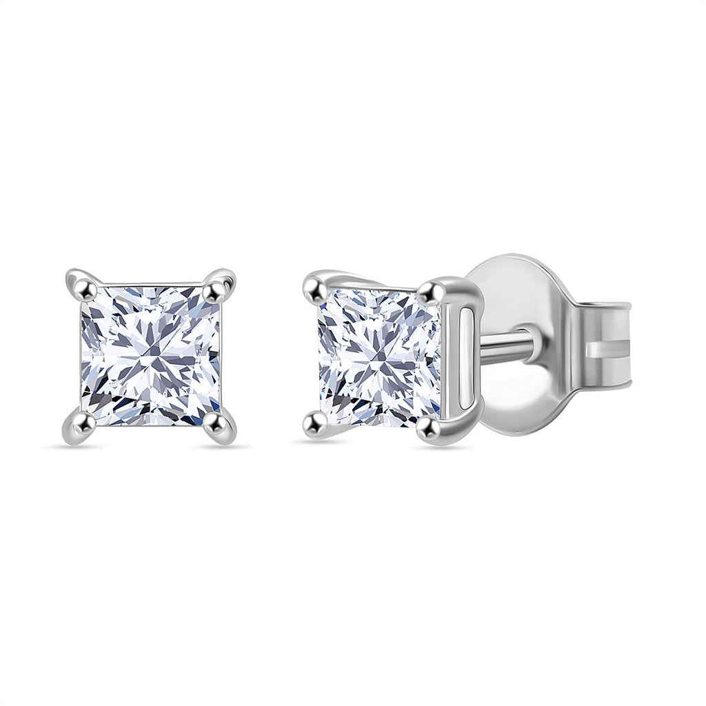 RACHEL GALLEY - 9K White Gold SGL Certified (VS-E-F) Lab Grown Diamond Earring With Push Back 1.00 Ct.