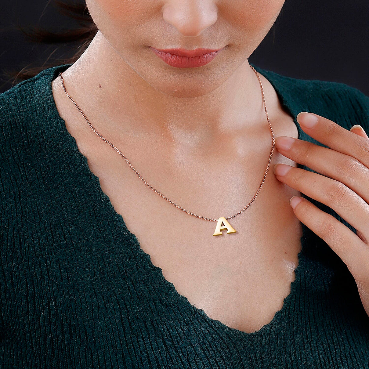 RACHEL GALLEY 9K Yellow Gold A Initial Necklace (Size - 17) 7539495 2