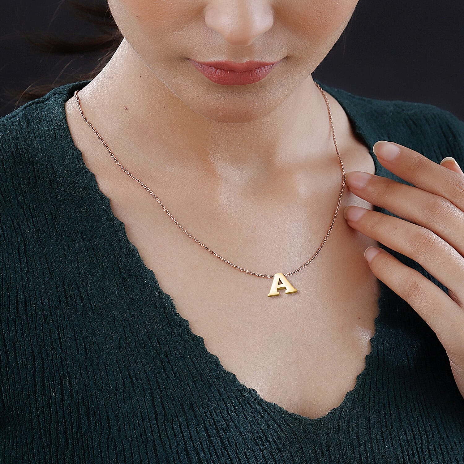 RACHEL GALLEY 9K Yellow Gold A Initial Necklace (Size - 17) 7539495 2