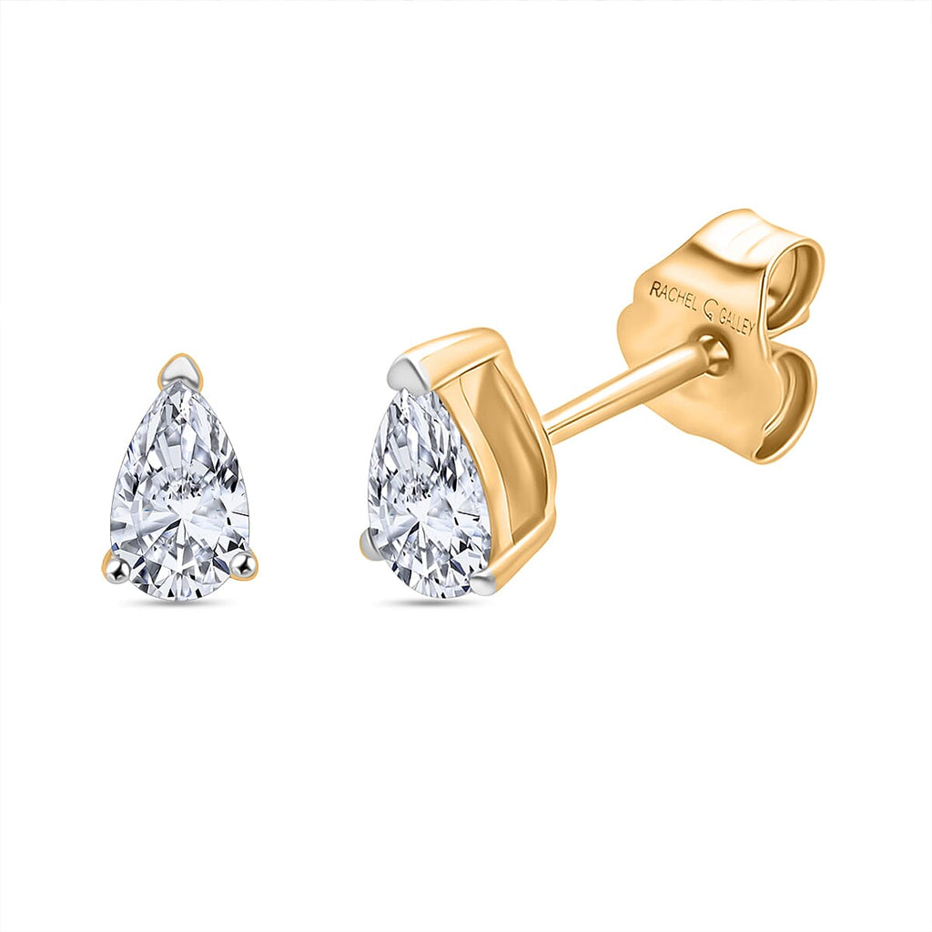 RACHEL GALLEY - 9K Yellow Gold SGL Certified (VS-EF) Lab Grown Diamond Pear Earring with Push Back