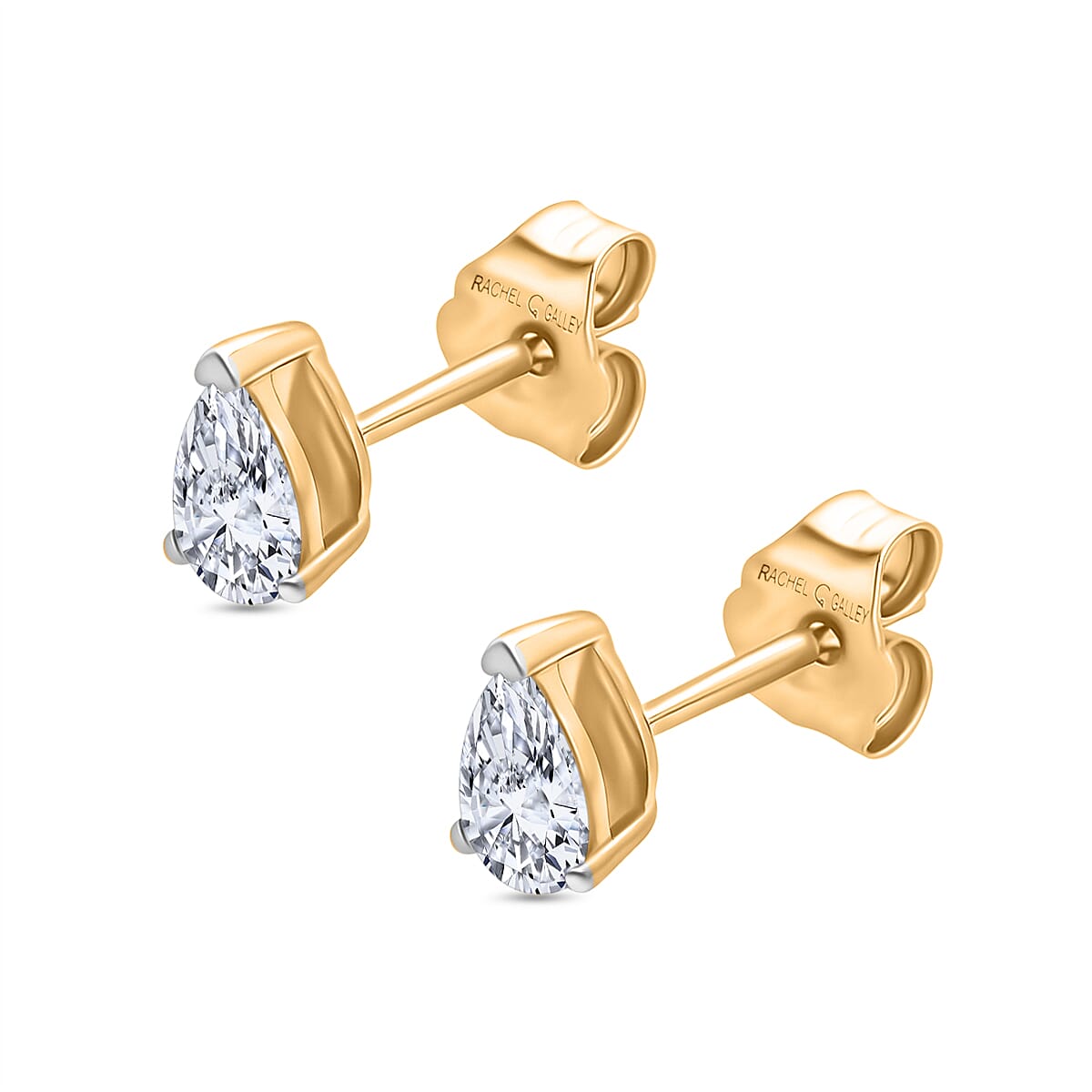 RACHEL GALLEY - 9K Yellow Gold SGL Certified (VS-E-F) Lab Grown Diamond Pear Earring with Push Back 0.50 Ct. V32602375 8