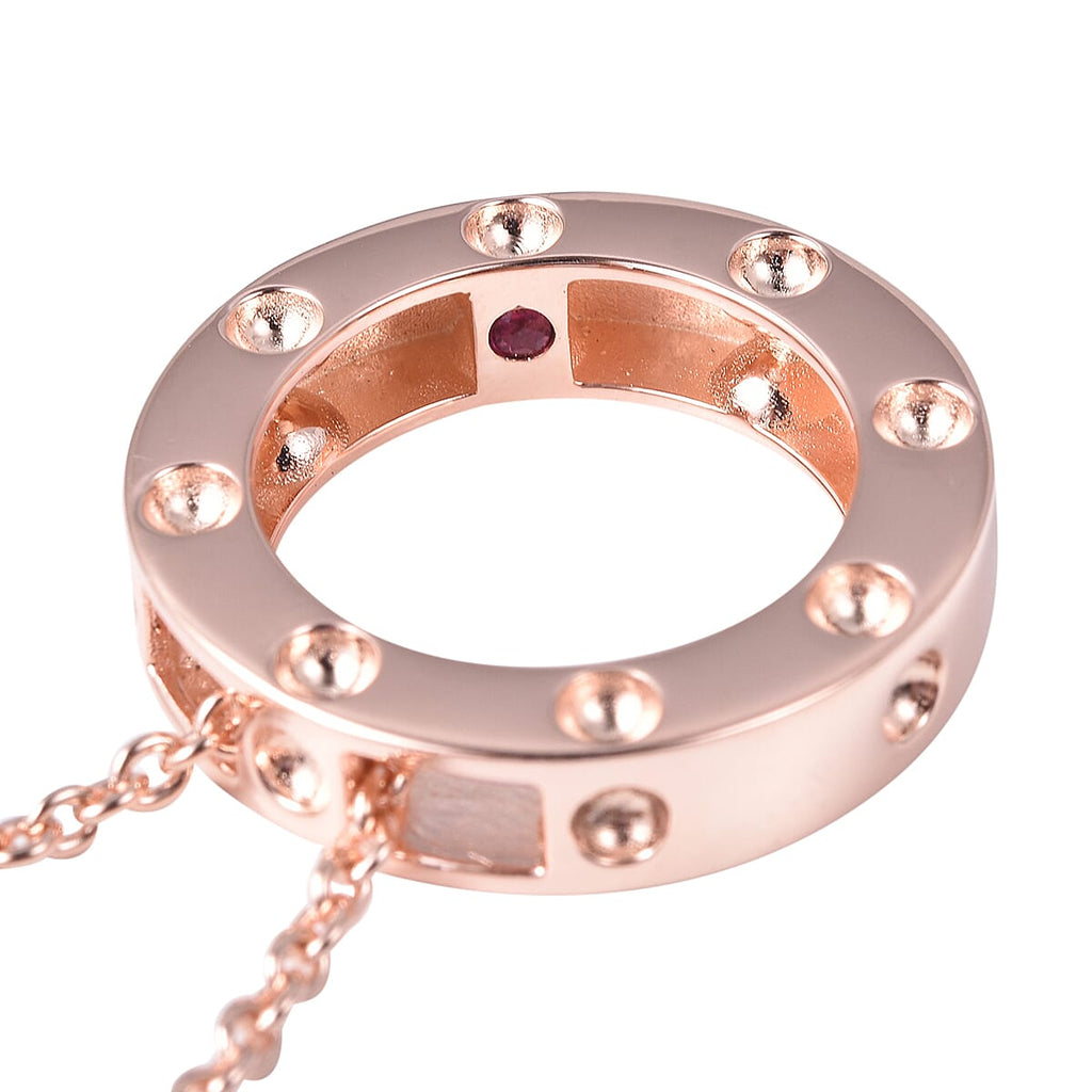 RACHEL GALLEY African Ruby Pendant with Chain (Size 30) Rose Gold Overlay Sterling Silver, Silver Wt 11.53 Gms