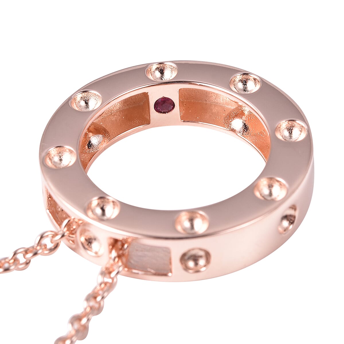 RACHEL GALLEY African Ruby Pendant with Chain (Size 30) Rose Gold Overlay Sterling Silver, Silver Wt 11.53 Gms 3873624 4