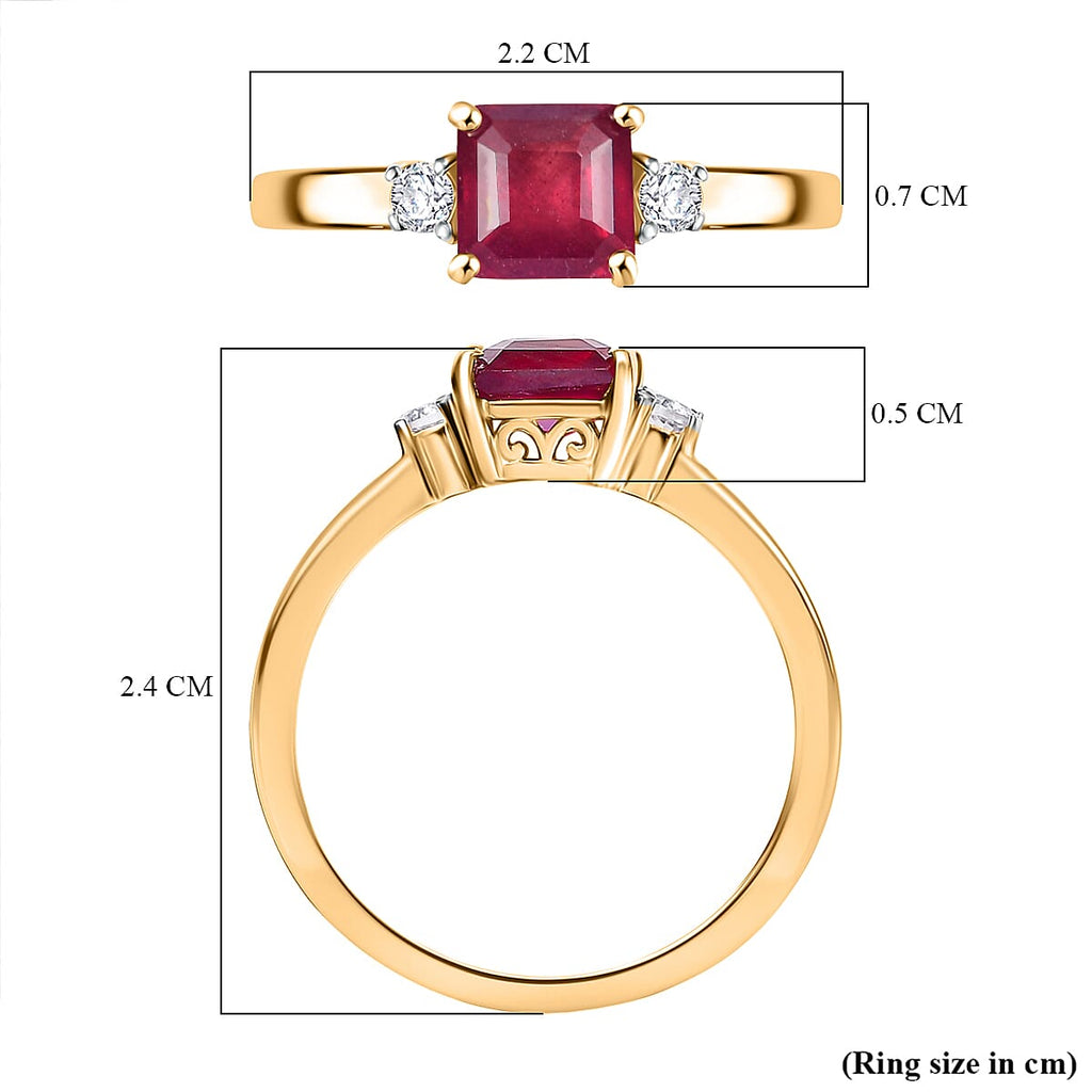 RACHEL GALLEY African Ruby & White Zircon Ring in 18K Vermeil Yellow Gold Plated Sterling Silver 1.91 Ct.