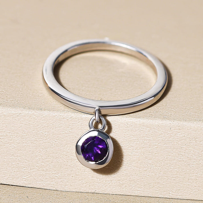 RACHEL GALLEY Amethyst Charm Band Ring in Rhodium Overlay Sterling Silver 8881087 2