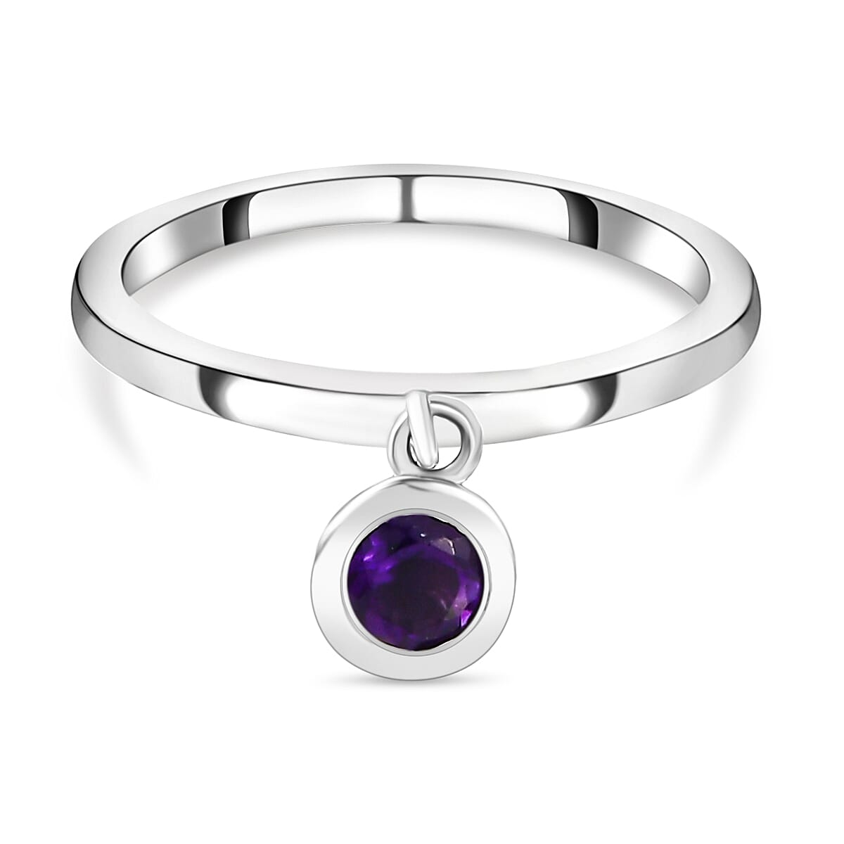 RACHEL GALLEY Amethyst Charm Band Ring in Rhodium Overlay Sterling Silver 8881089 0