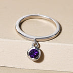 RACHEL GALLEY Amethyst Charm Band Ring in Rhodium Overlay Sterling Silver
