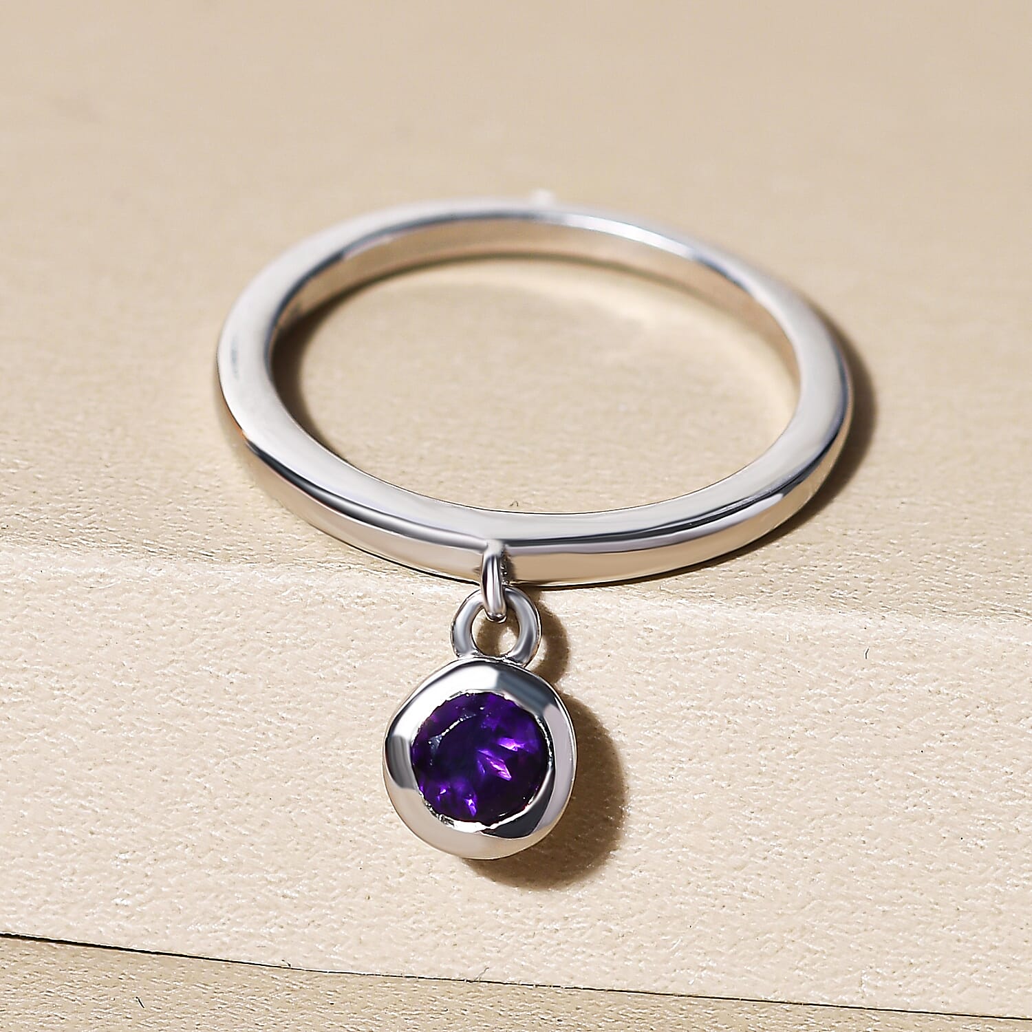 RACHEL GALLEY Amethyst Charm Band Ring in Rhodium Overlay Sterling Silver 8881089 2