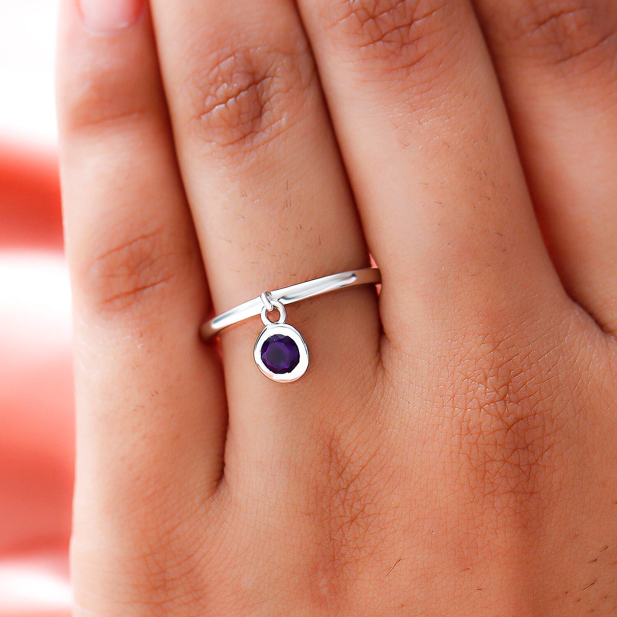 RACHEL GALLEY Amethyst Charm Band Ring in Rhodium Overlay Sterling Silver 8881089 3