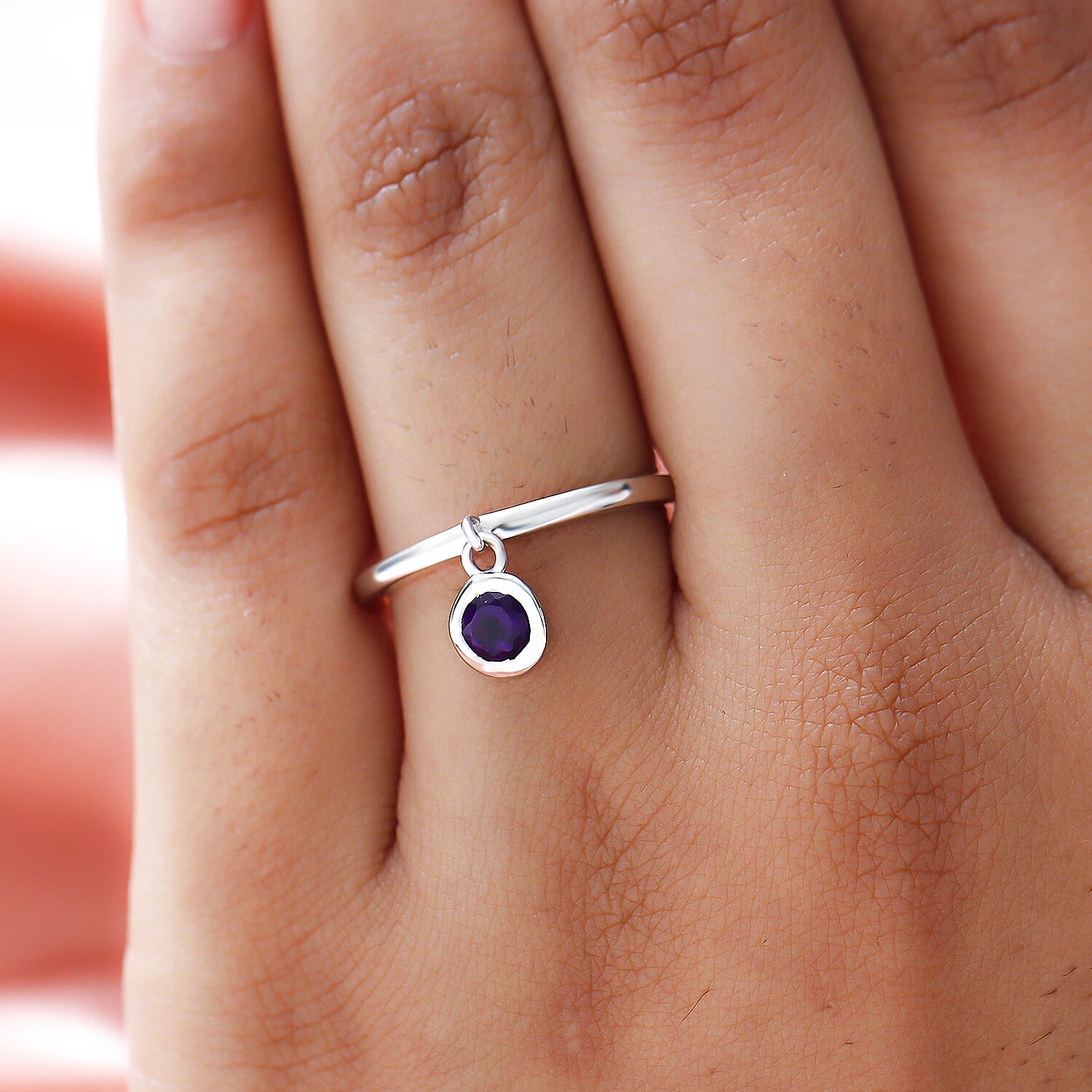 RACHEL GALLEY Amethyst Charm Band Ring in Rhodium Overlay Sterling Silver 8881089 3