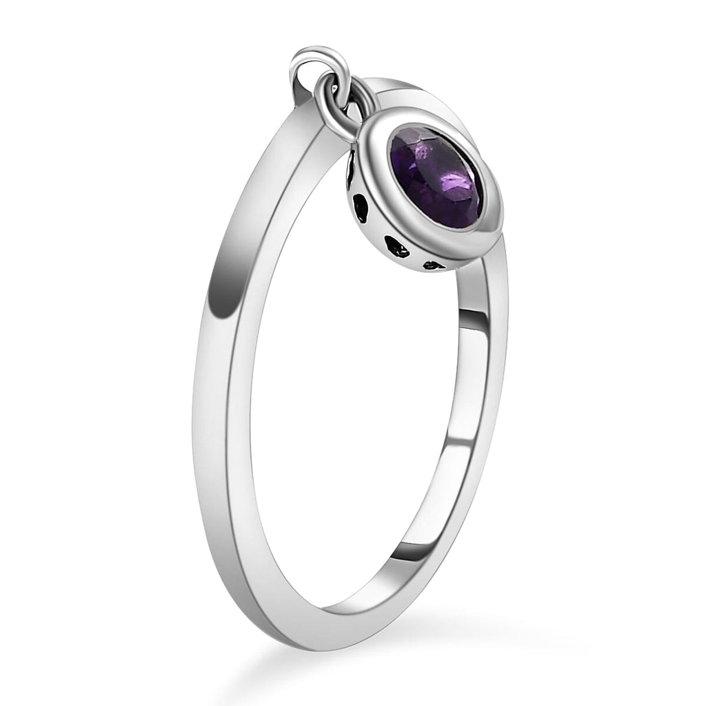 RACHEL GALLEY Amethyst Charm Band Ring in Rhodium Overlay Sterling Silver
