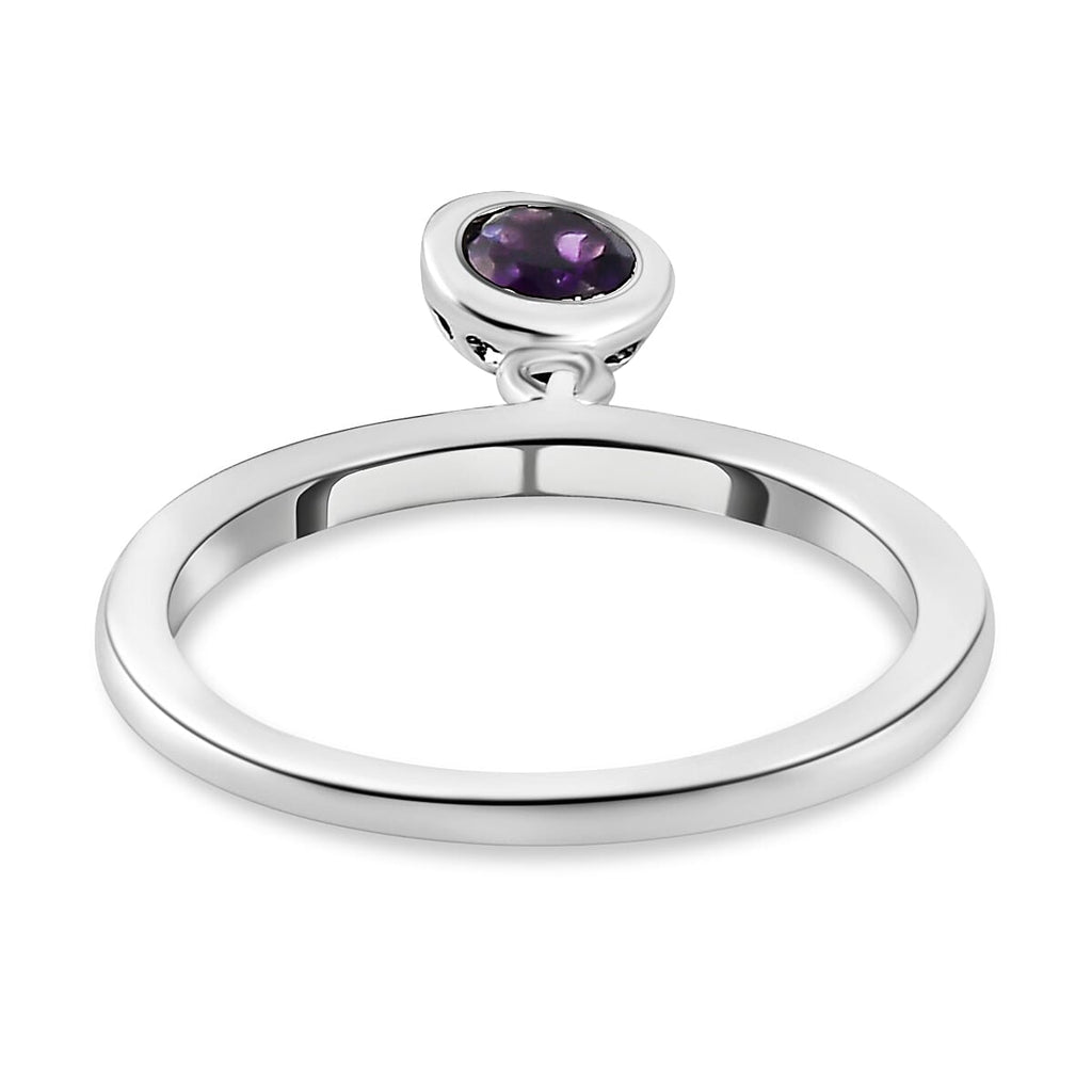 RACHEL GALLEY Amethyst Charm Band Ring in Rhodium Overlay Sterling Silver