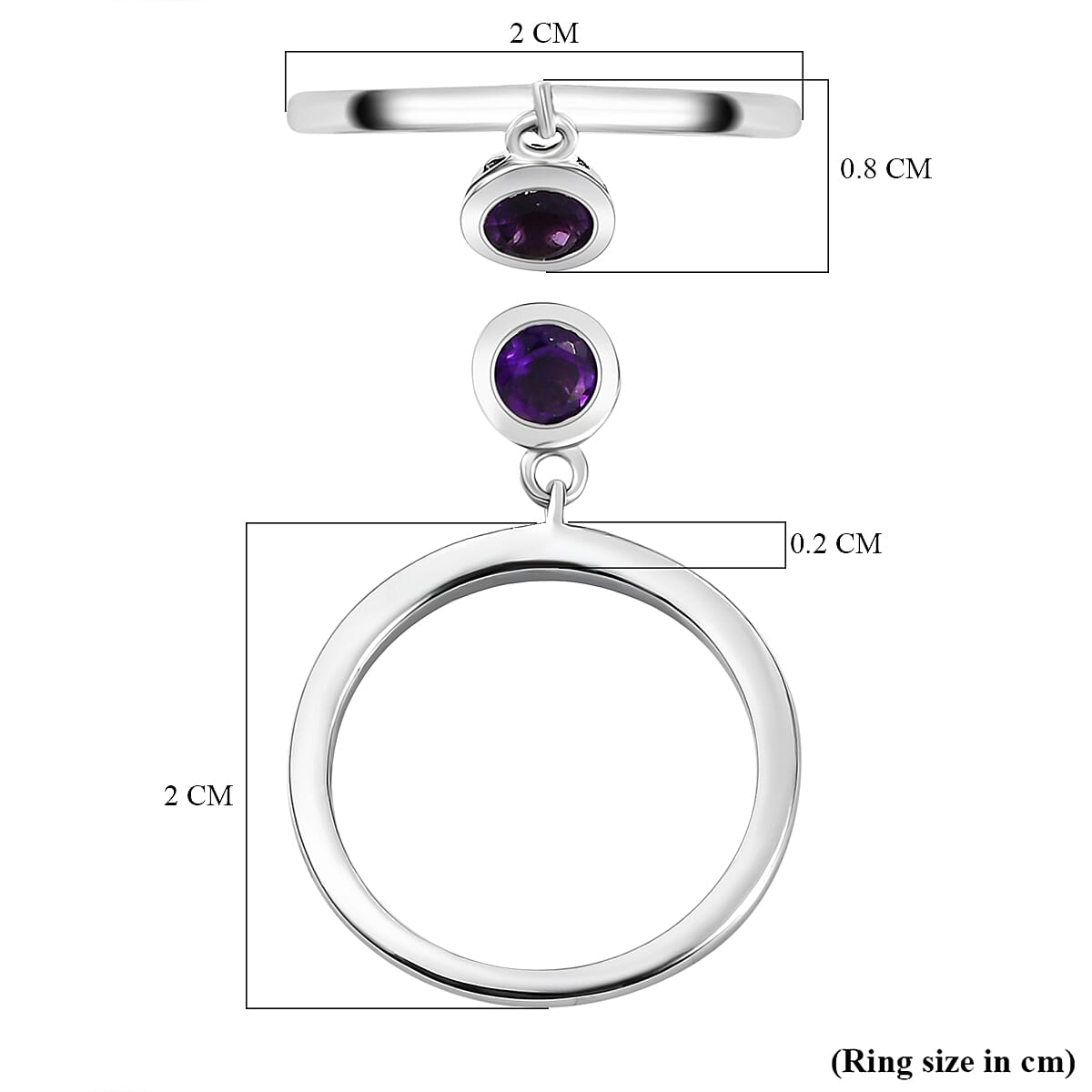 RACHEL GALLEY Amethyst Charm Band Ring in Rhodium Overlay Sterling Silver 8881089 6
